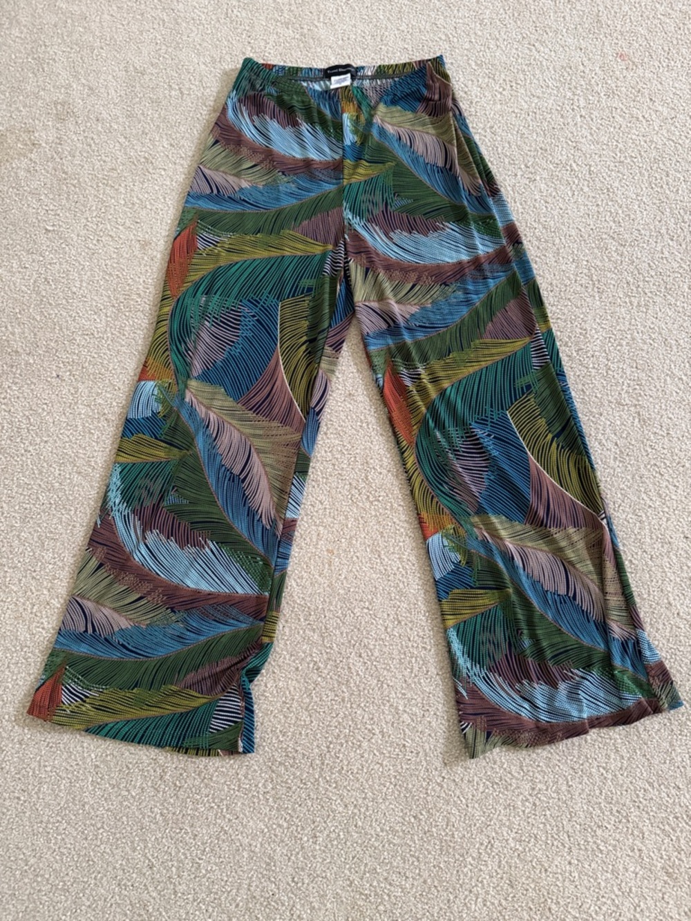 Women's Tropical Leaf Print Wide-Leg Pants